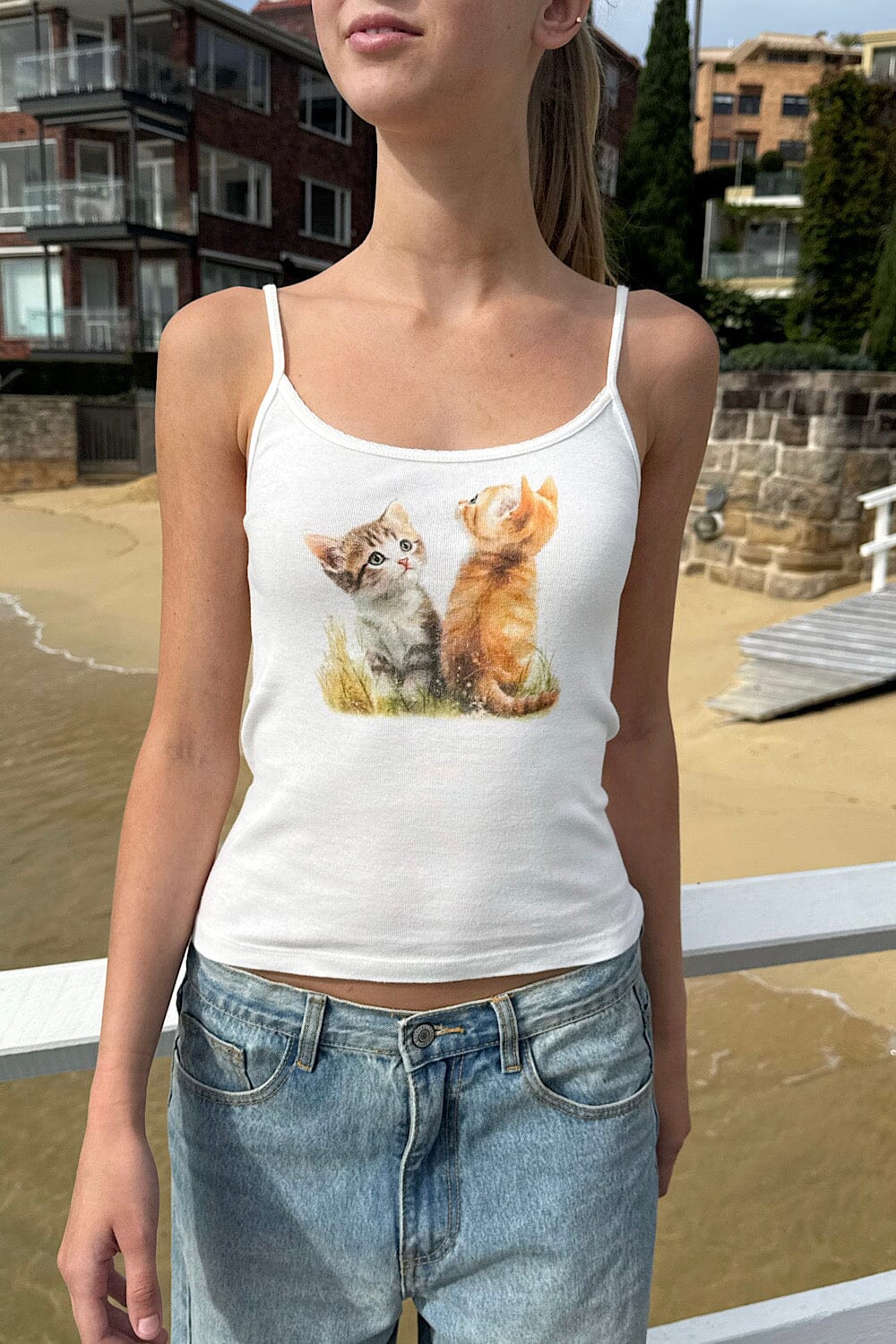Skylar Kittens Scalloped Tank Top