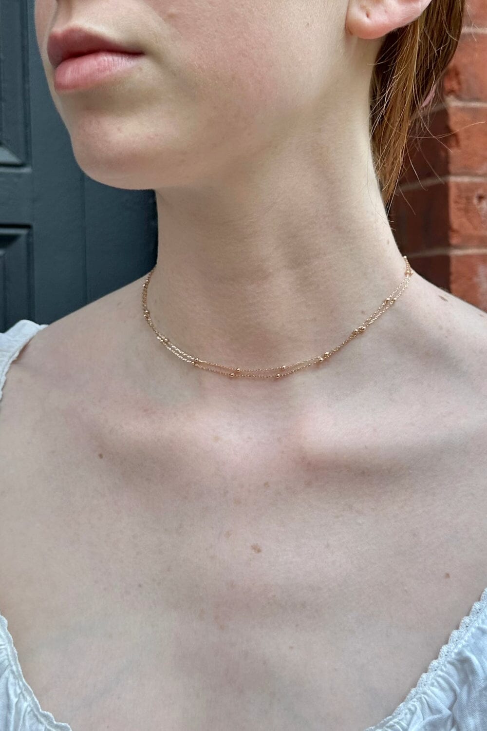 Stylish Double Chain Beaded Necklace