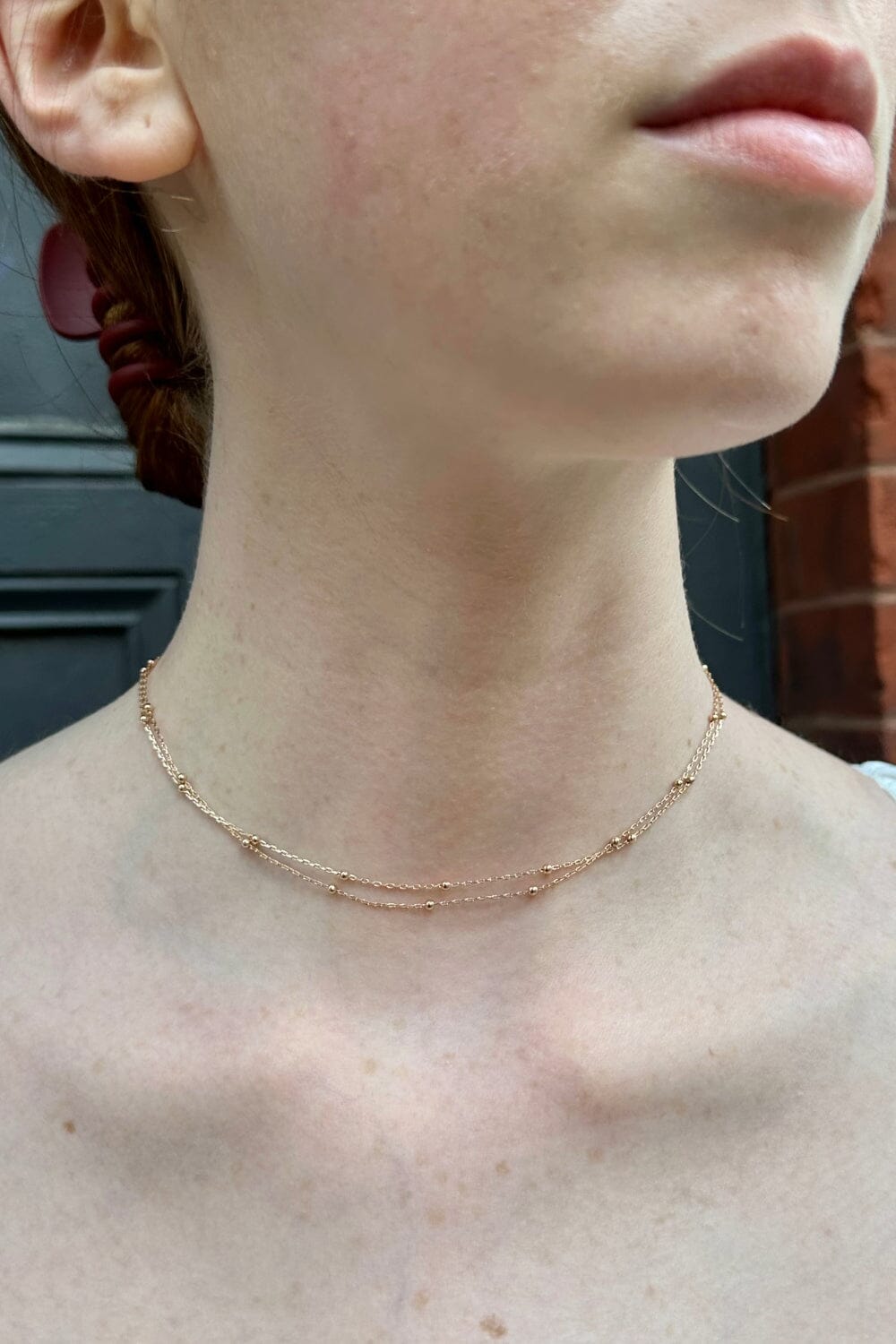 Stylish Double Chain Beaded Necklace