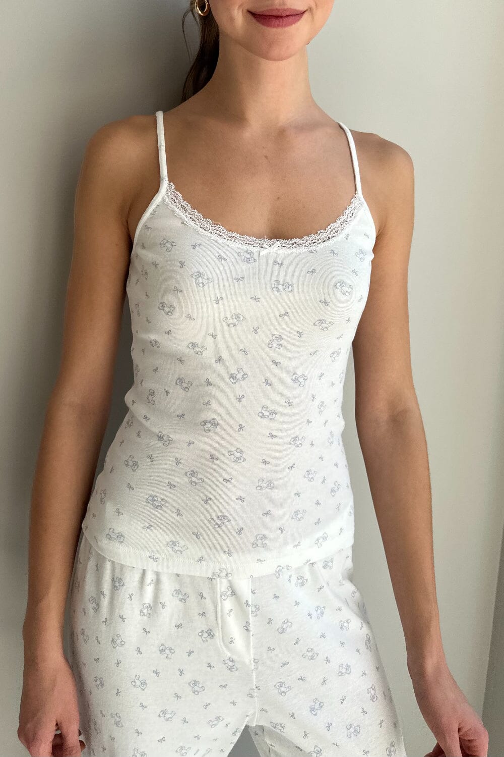 Lace Trim Teddy Tank Top