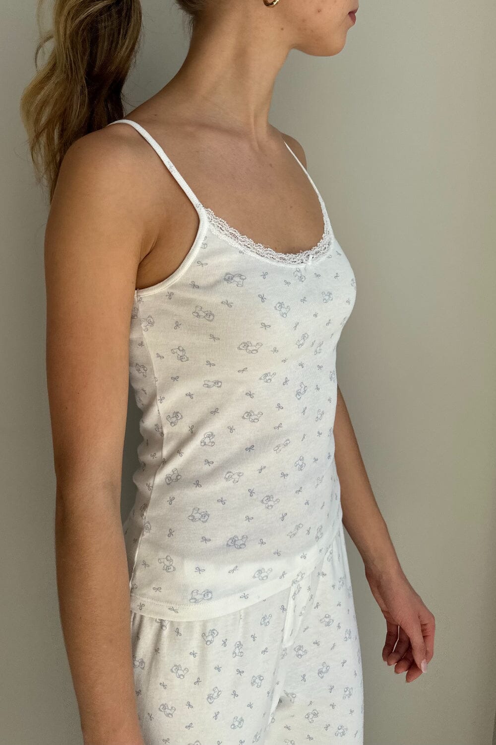 Lace Trim Teddy Tank Top