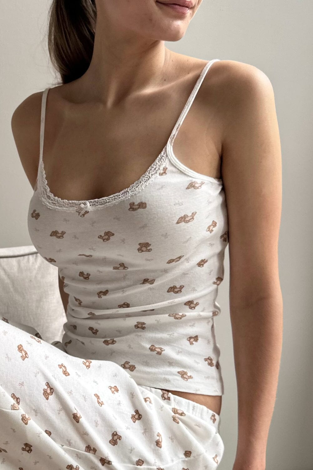 Lace Trim Teddy Tank Top