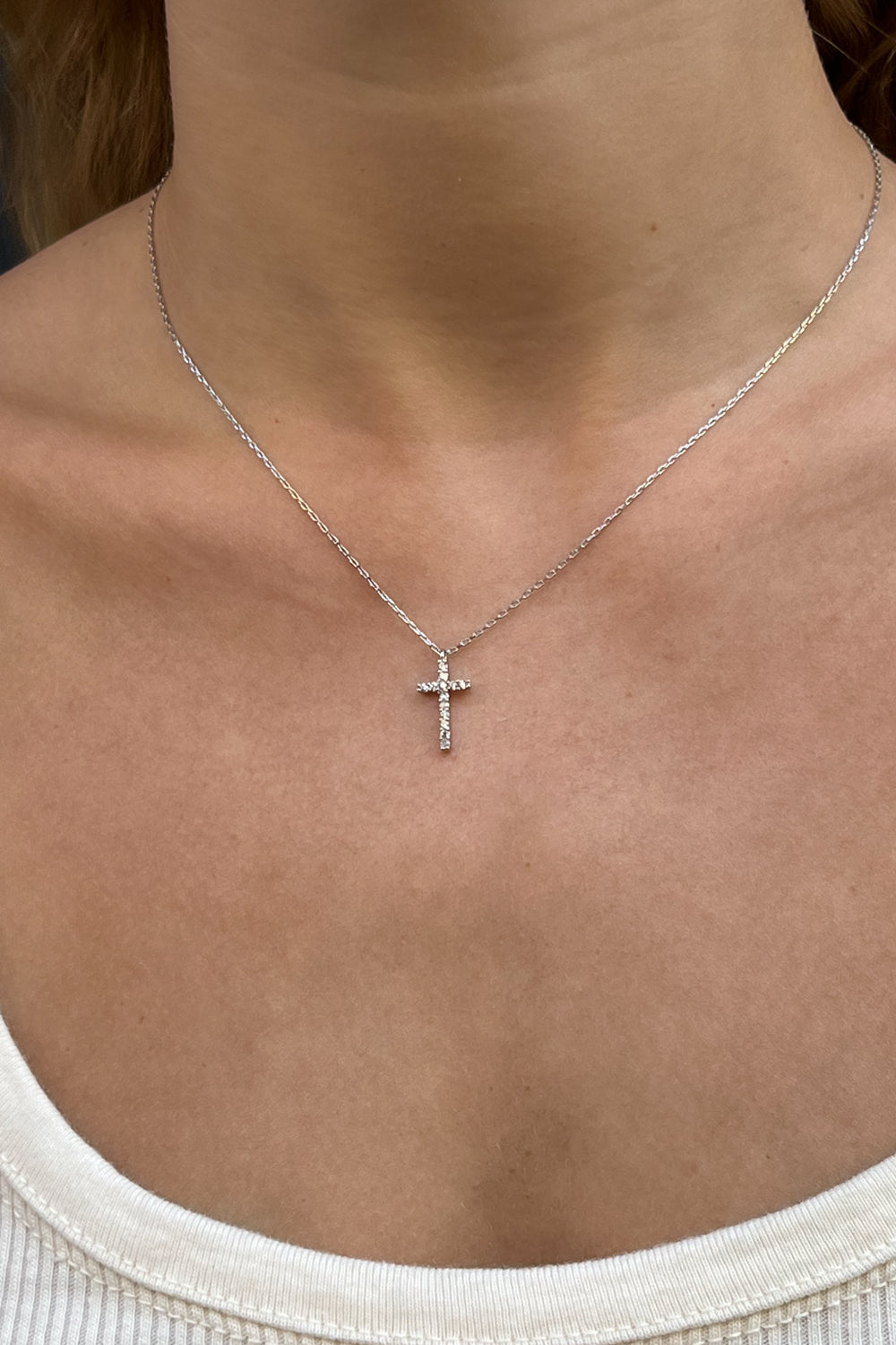 Sparkling Rhinestone Cross Pendant Necklace