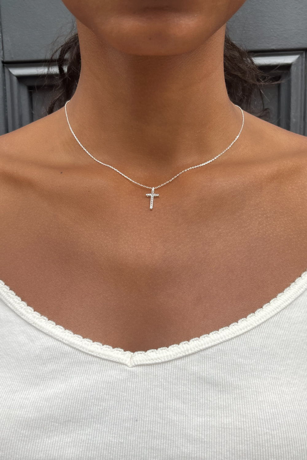 Sparkling Rhinestone Cross Pendant Necklace
