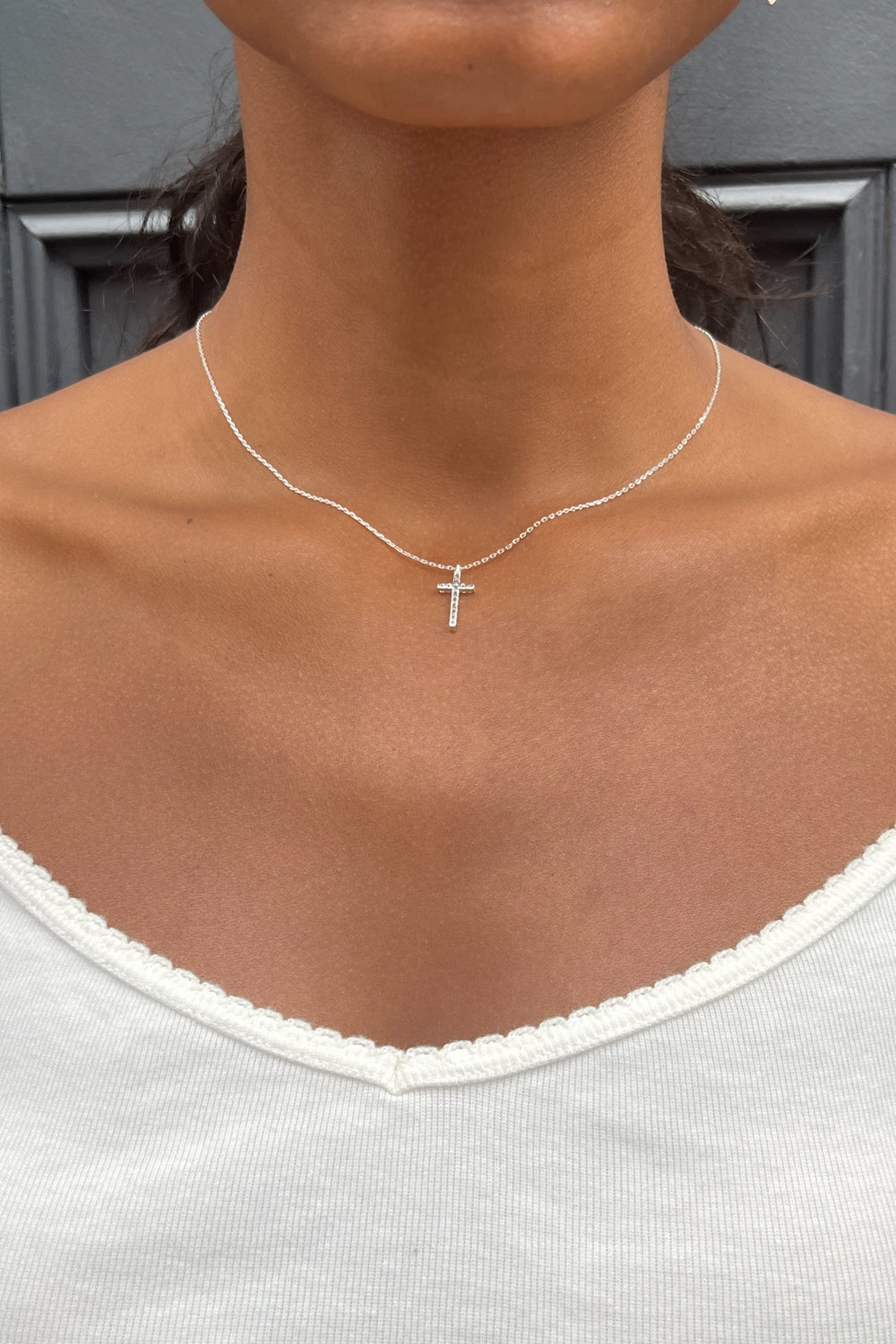 Sparkling Rhinestone Cross Pendant Necklace