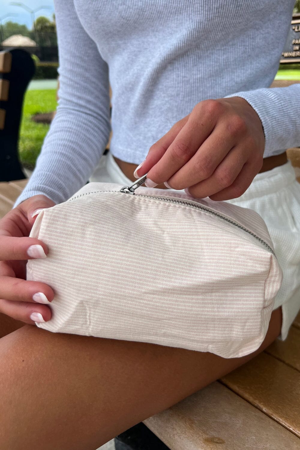 Stylish Striped Cosmetic Pouch