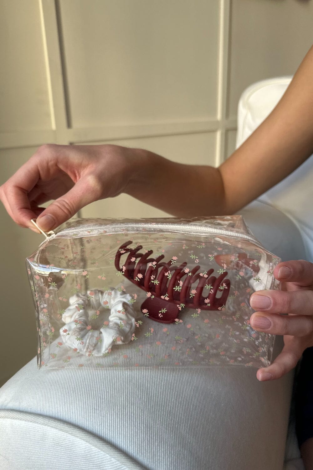 Stylish Pink Floral Cosmetic Pouch