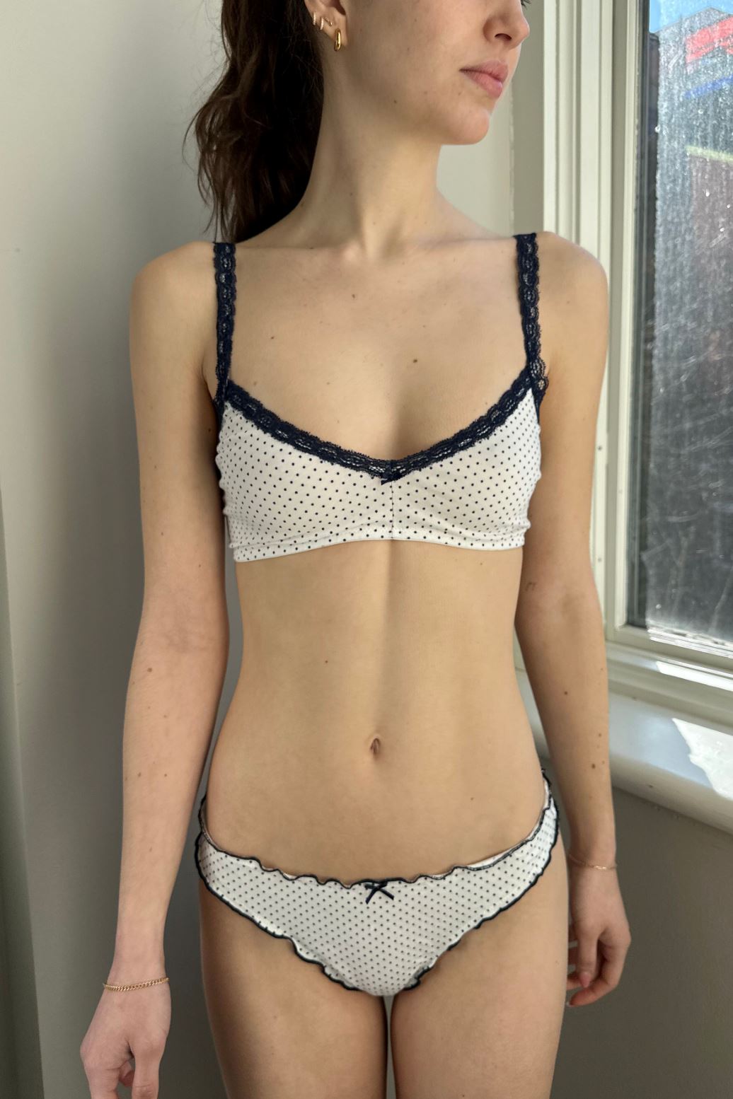 Scallop Edge Bow Panties - Polka Dot Design