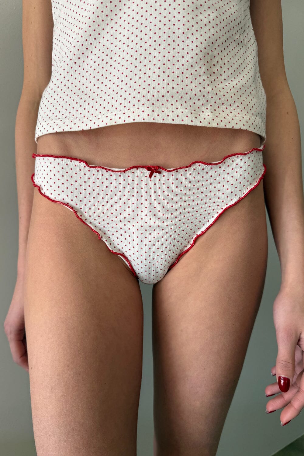 Scallop Edge Bow Panties - Polka Dot Design