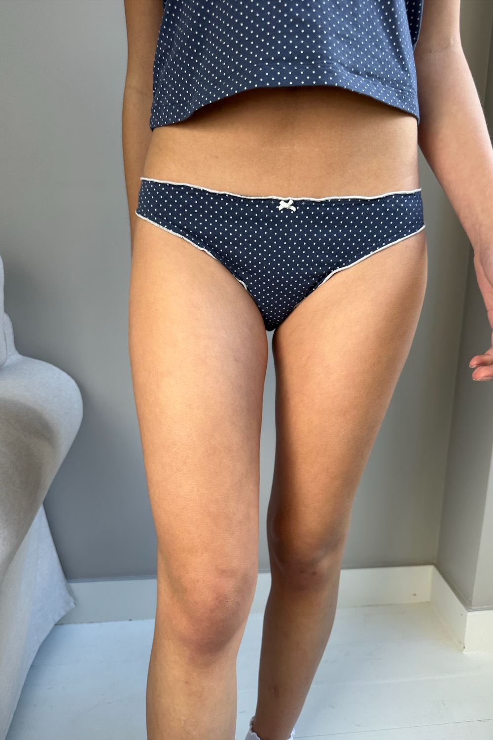 Scallop Edge Bow Panties - Polka Dot Design