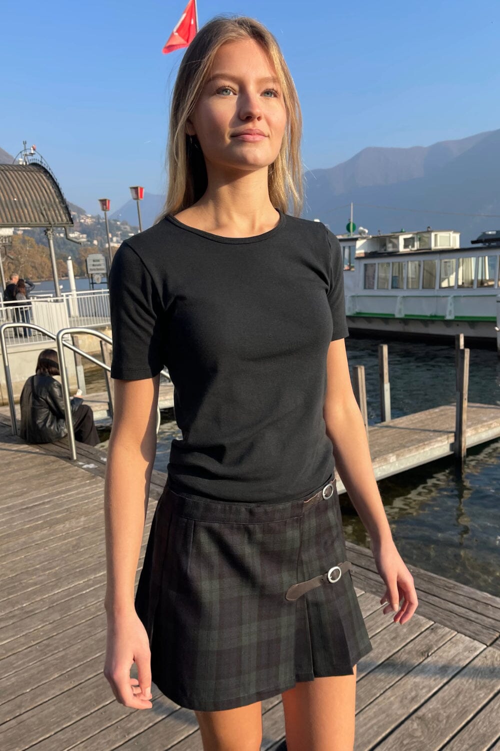 Plaid Buckle Wrap Skirt for Women