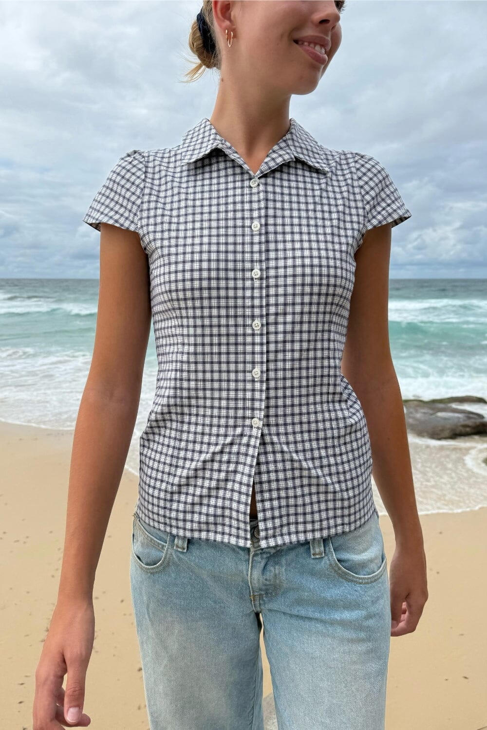 Stylish Rue Plaid Blouse for Women