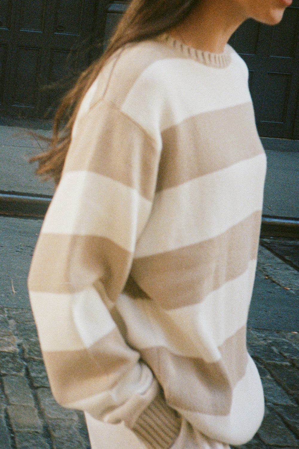Brianna Striped Cotton Sweater - Cozy & Thick