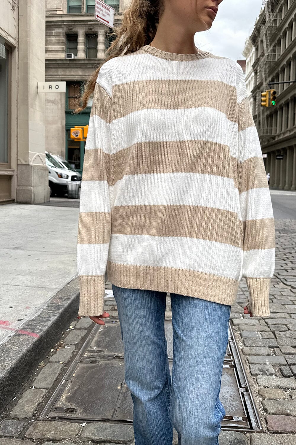 Brianna Striped Cotton Sweater - Cozy & Thick