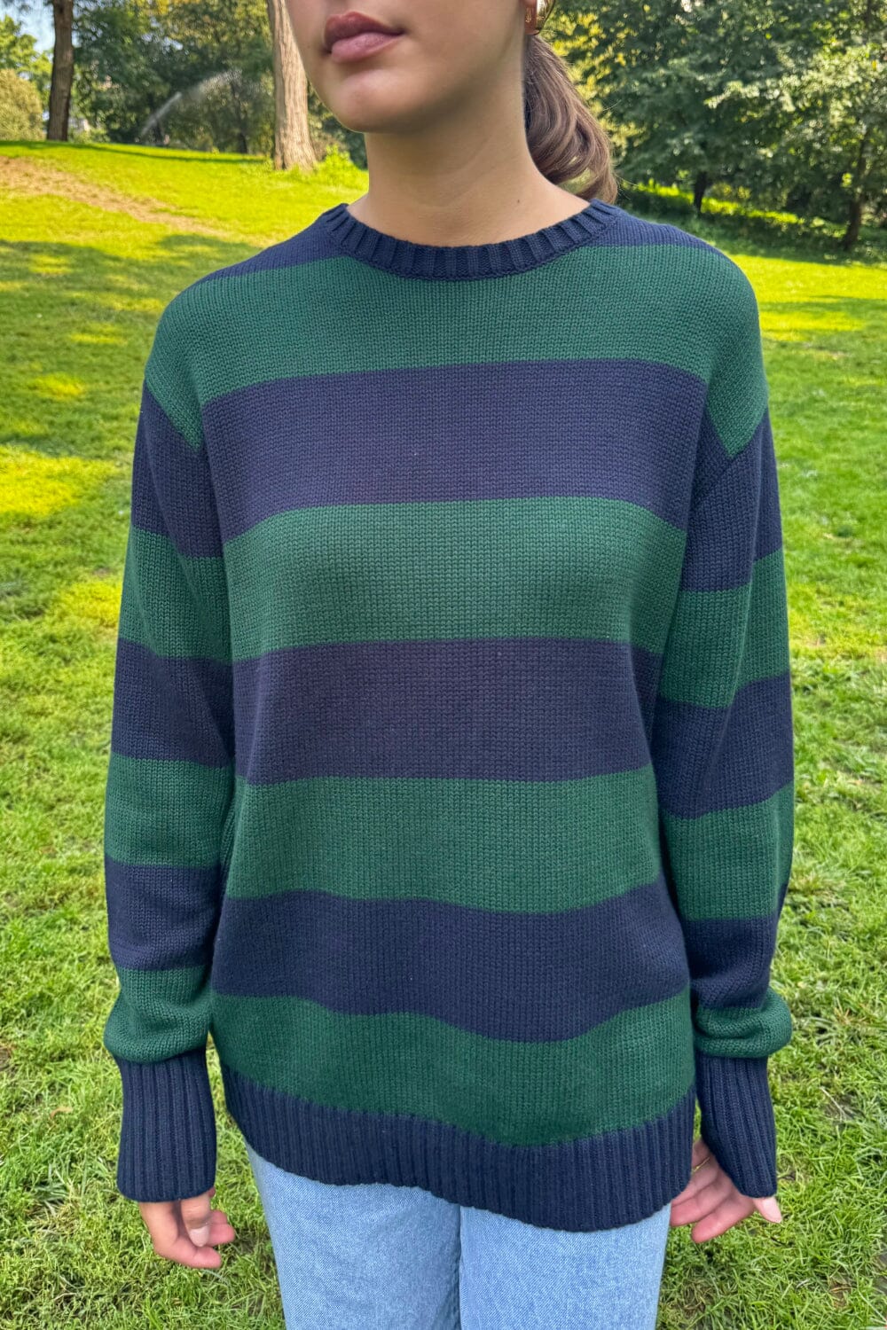 Brianna Striped Cotton Sweater - Cozy & Thick
