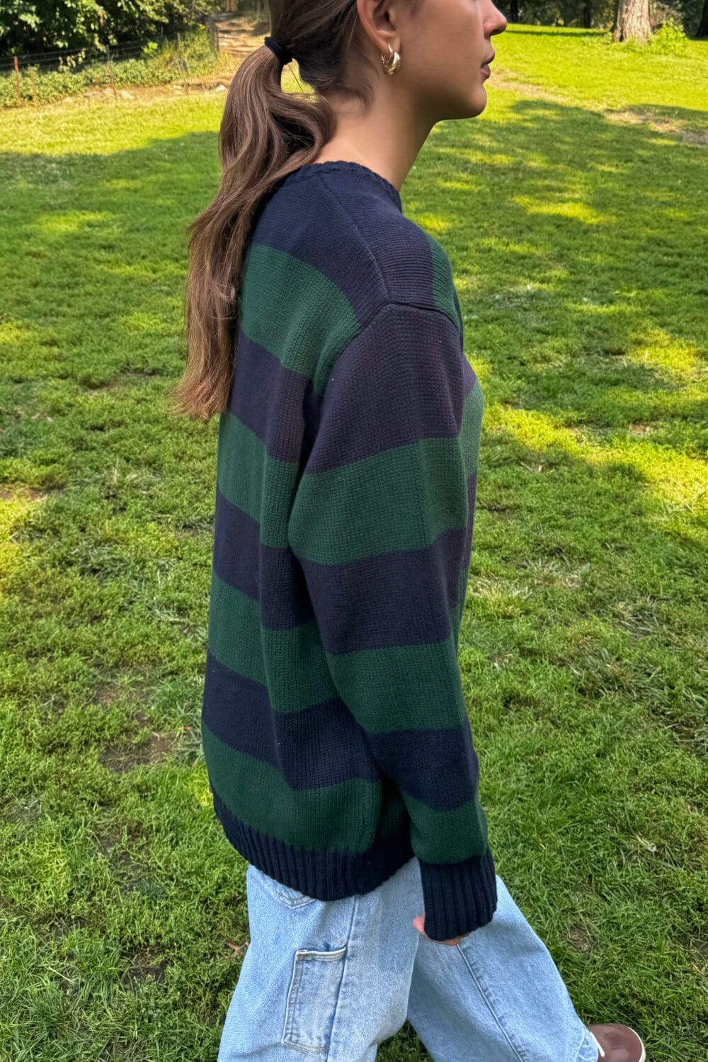 Brianna Striped Cotton Sweater - Cozy & Thick