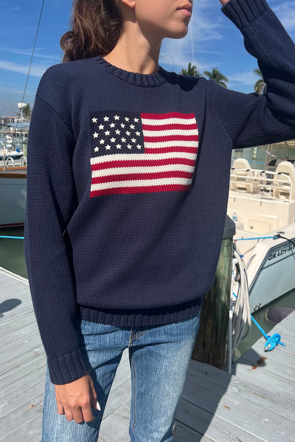 Patriotic Nico Sweater with American Flag Design